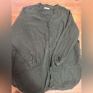 Natural Life Women’s Tunic Top Green 100% Cotton Small